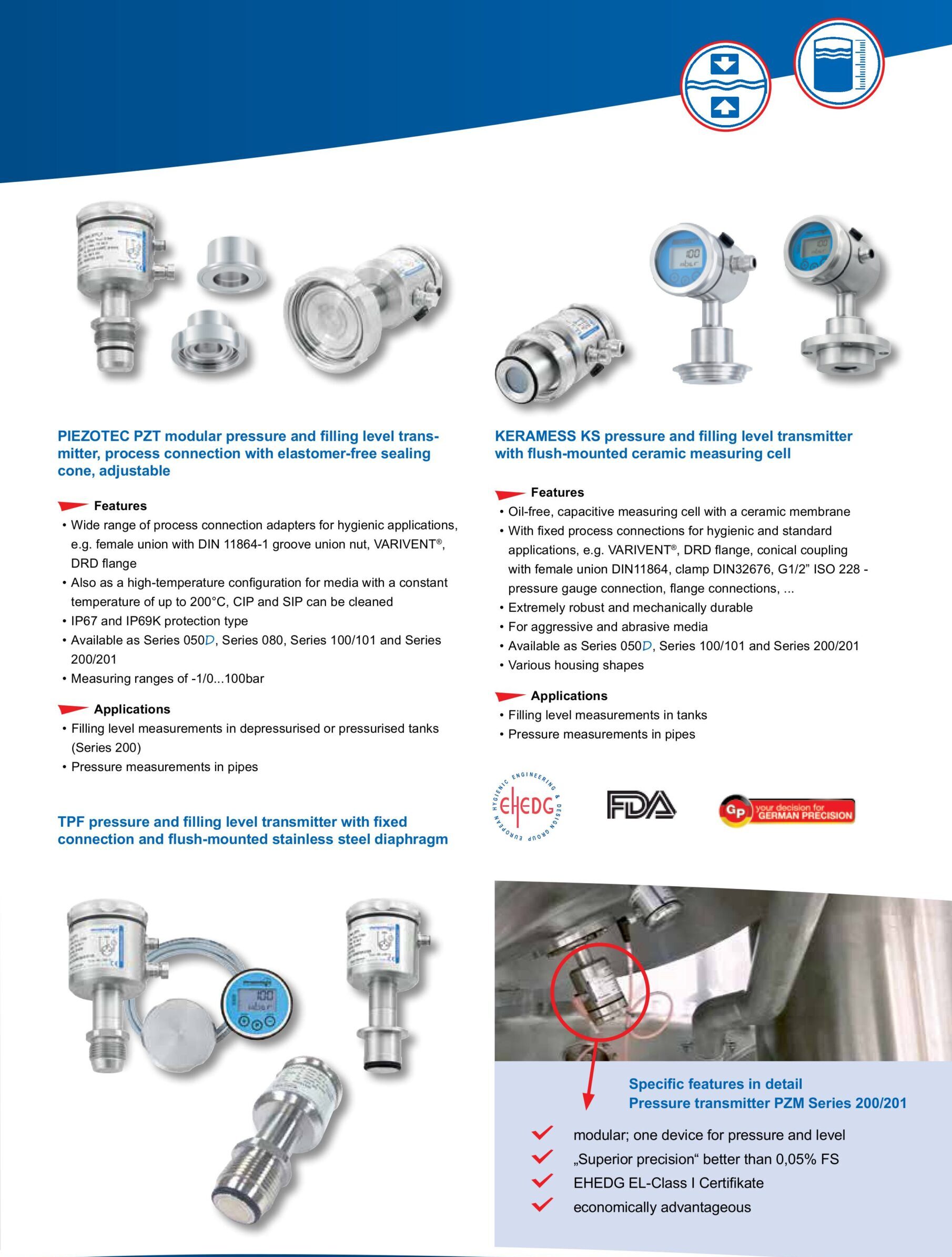 BỘ CẢM BIẾN ĐO ÁP SUẤT VÀ ĐO MỨC BỒN CHỨA HENGESBACH (PZT / KERAMESS KS / TPF)